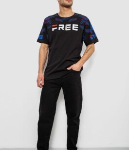 Футболка мужская с принтом, цвет черный, 244R6738B