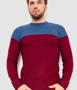 Свитер мужской двухцветный, цвет сине-бордовый, 161R1205