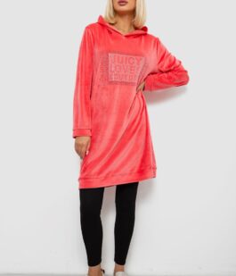 Туника женская однотонная велюровая, цвет розовый, 257R338