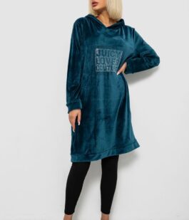 Туника женская однотонная велюровая, цвет изумрудный, 257R338