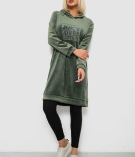 Туника женская однотонная велюровая, цвет оливковый, 257R338