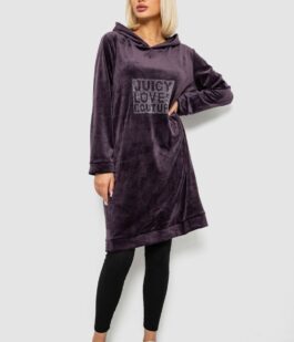 Туника женская однотонная велюровая, цвет чернильный, 257R338