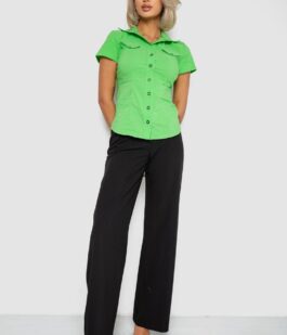Рубашка женская однотонная, цвет зеленый, 230R068-11