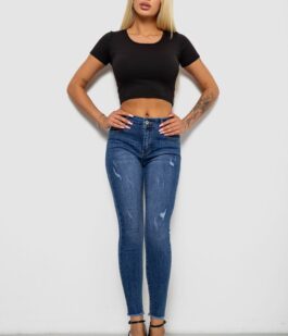 Джинсы женские однотонные Skinny, цвет синий, 244RS5712