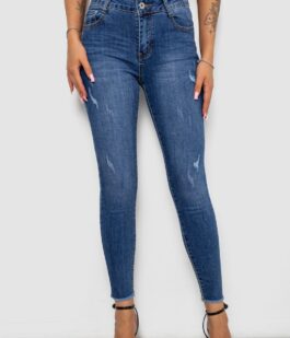 Джинсы женские однотонные Skinny, цвет синий, 244RS5712