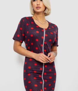 Халат женский на молнии в горох, цвет сине-красный, 257R1030-5