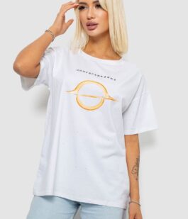 Футболка женская с принтом, цвет белый, 221R608