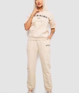 Костюм женский повседневный однотонный, цвет бежевый, 221R105