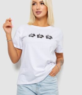 Футболка женская с принтом, цвет белый, 221R5072