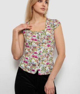 Блуза женская с цветочным принтом, цвет фуксия, 230R262