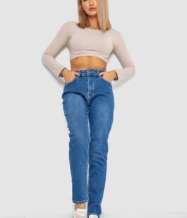 Джинсы женские Mom-fit стрейч, цвет синий, 244R1133