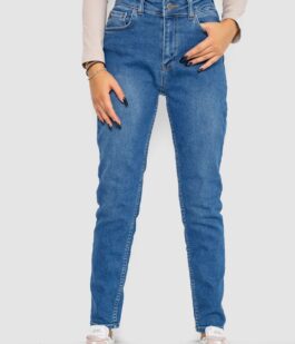 Джинсы женские Mom-fit стрейч, цвет синий, 244R1133