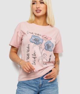 Футболка женская с принтом, цвет персиковый, 221R2805