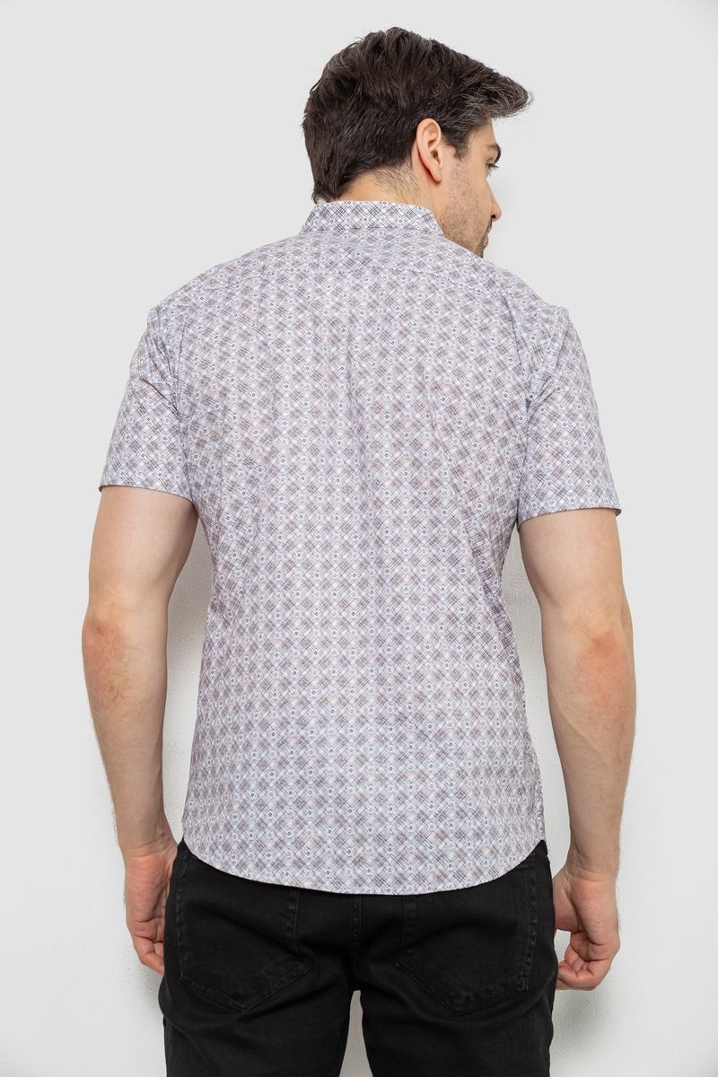 Рубашка мужская с коротким рукавом, цвет бежевый, 214R6917-15 — изображение 4