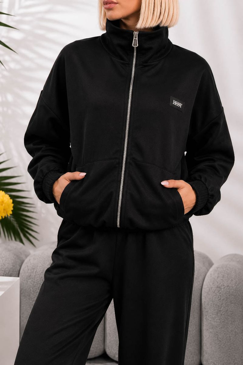 Костюм женский повседневный, цвет черный, 257R133 — изображение 4