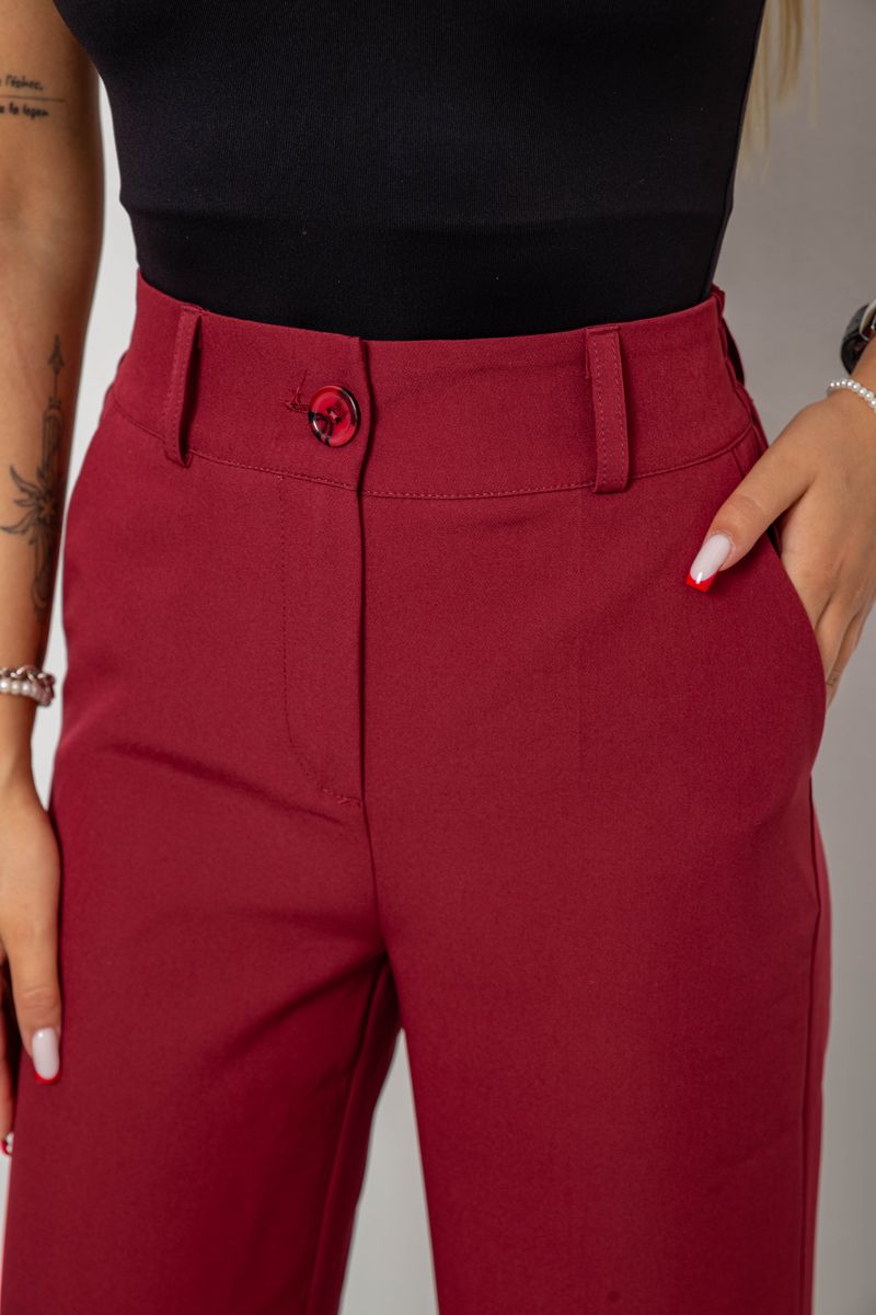 Брюки женские однотонные классические, цвет бордовый, 244R425 — изображение 5