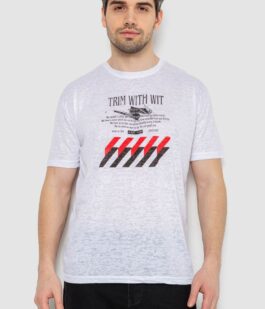 Футболка мужская с принтом, цвет белый, 244R6020