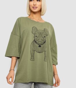 Футболка женская с принтом, цвет хаки, 244R3008