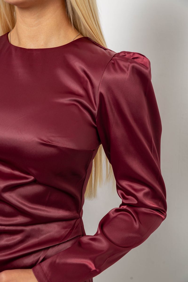 Платье женское однотонное нарядное, цвет бордовый, 244R379 — изображение 5