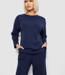Костюм женский трикотажный в рубчик, цвет синий, 257R1321-1