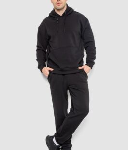 Спорт костюм мужской на флисе, цвет черный, 190R235
