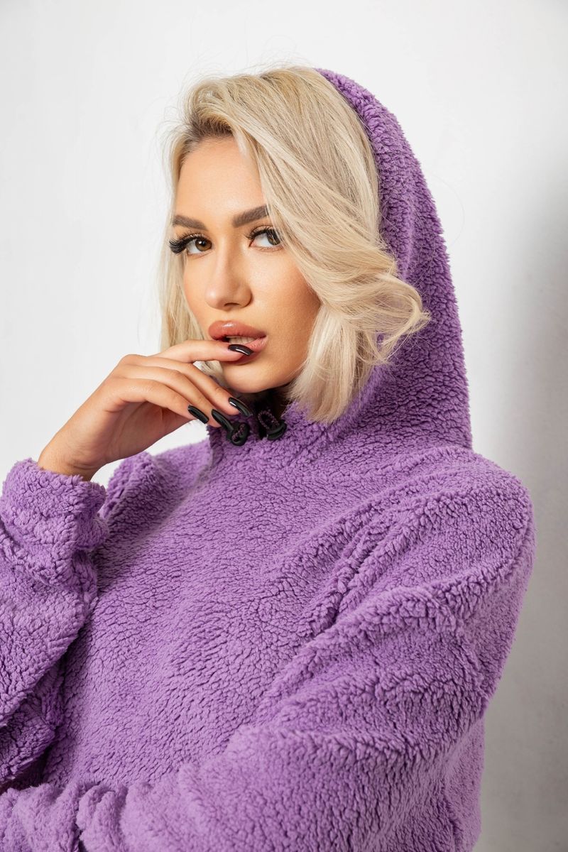 Худи женский однотонный с капюшоном, цвет сиреневый, 257R14 — изображение 6