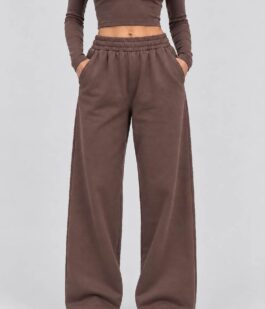 Спортивные штаны женские однотонные, цвет коричневый, 257R650