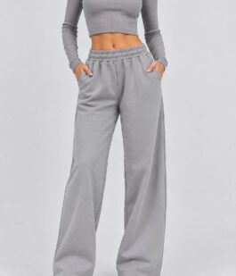 Спортивные штаны женские однотонные, цвет светло-серый, 257R650