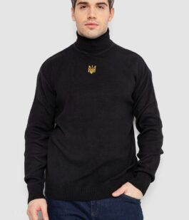 Гольф мужской с вышивкой тризубец, цвет черный, 161R010