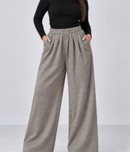 Брюки женские кашемировые палаццо, цвет бежевый, 257R120-10