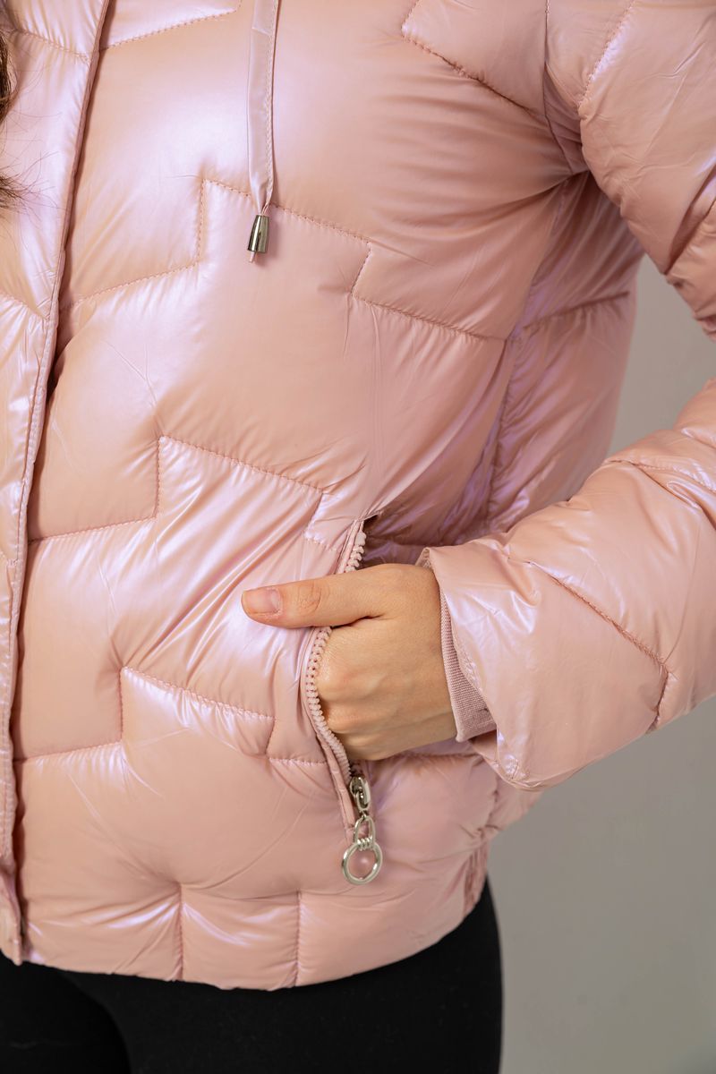 Куртка женская демисезонная короткая, цвет розовый, 244R22-828 — изображение 6