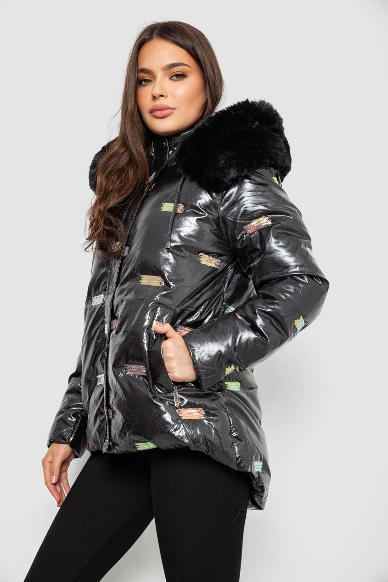 Куртка женская зимняя короткая, цвет черный, 244R22-832 — изображение 4