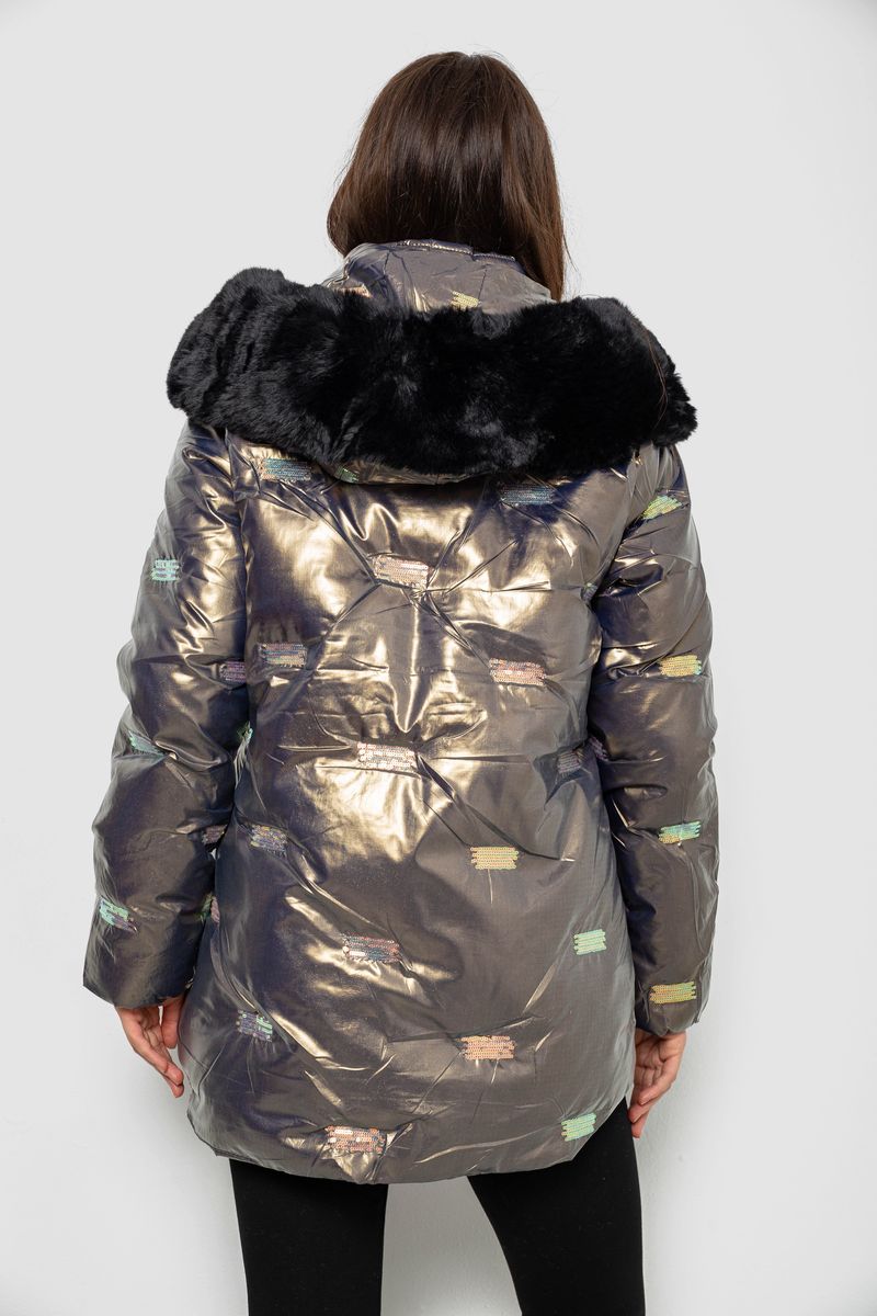 Куртка женская зимняя короткая, цвет серый, 244R22-832 — изображение 5
