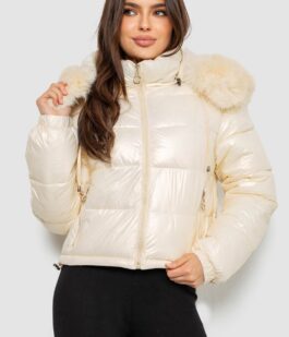 Куртка женская демисезонная короткая, цвет бежевый, 244R23-9