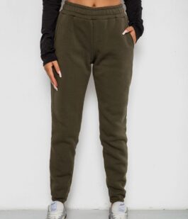 Спортивные штаны женские на флисе, цвет хаки, 238R57012