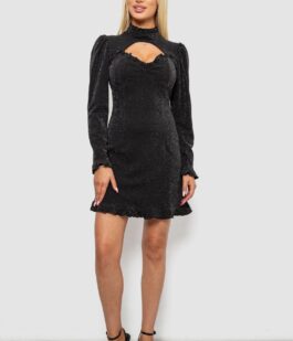 Платье женское однотонное нарядное, цвет черный, 244R399