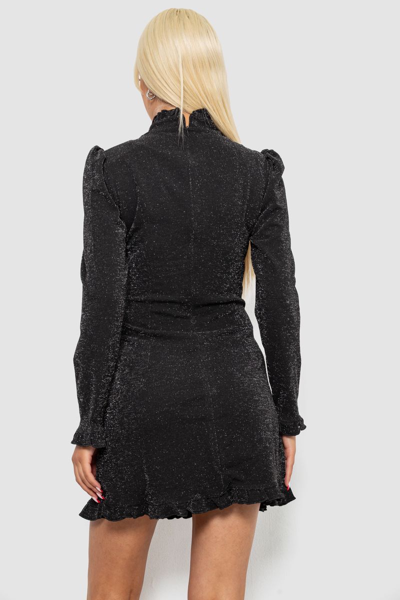Платье женское однотонное нарядное, цвет черный, 244R399 — изображение 4