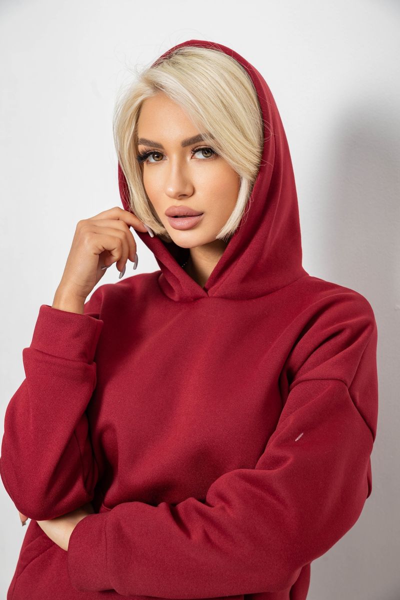 Спортивный костюм женский на флисе, цвет бордовый, 257R87 — изображение 5