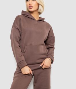 Спортивный костюм женский на флисе, цвет коричневый, 257R87