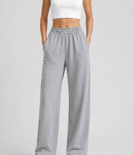 Спортивные штаны женские однотонные, цвет светло-серый, 257R637