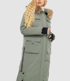 Куртка женская зимняя, цвет темно-оливковый, 243R8366