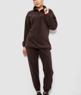 Спортивный костюм женский на флисе, цвет шоколадный, 241R2007