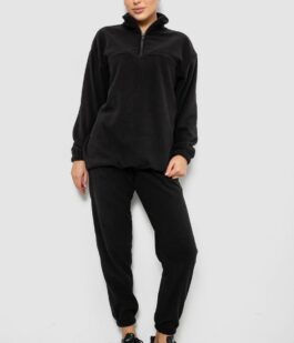 Спортивный костюм женский на флисе, цвет черный, 241R2007