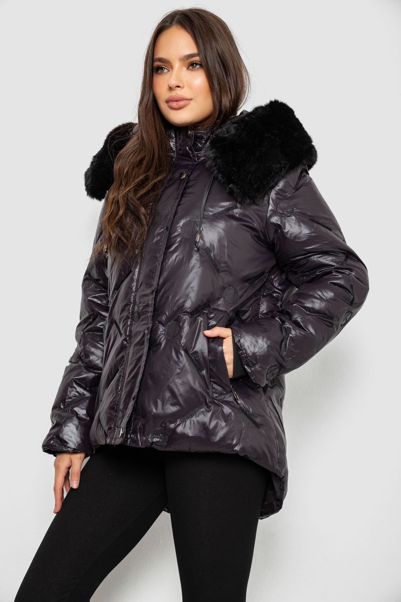 Куртка женская зимняя короткая, цвет коричневый, 244R22-832-1 — изображение 4
