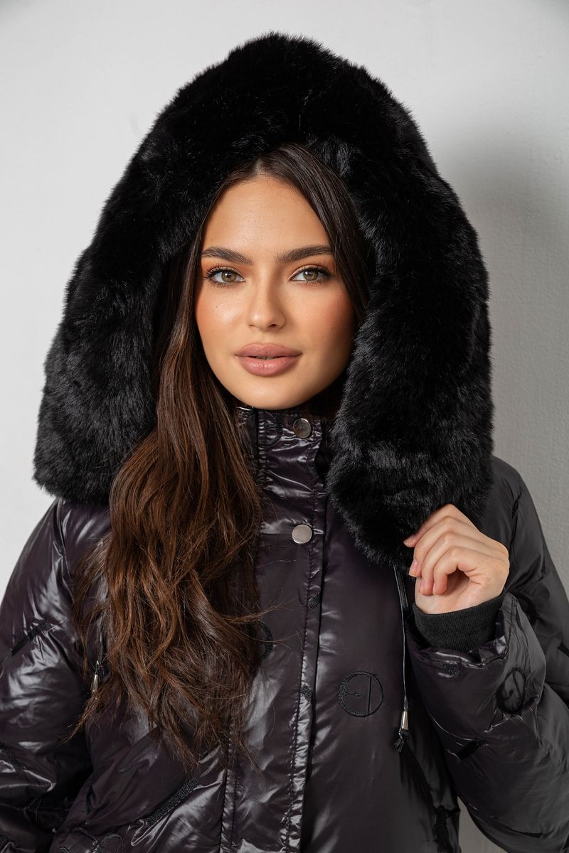 Куртка женская зимняя короткая, цвет коричневый, 244R22-832-1 — изображение 6