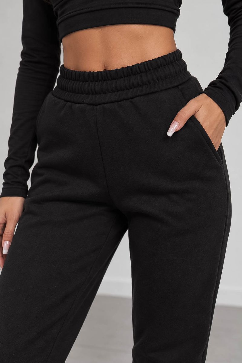 Спортивные штаны женские на флисе, цвет черный, 238R57013 — изображение 5