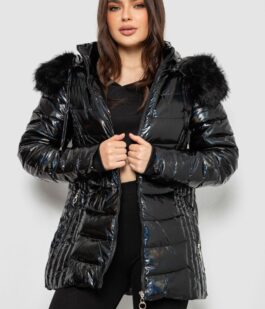 Куртка женская зимняя короткая, цвет черный, 244R23-711