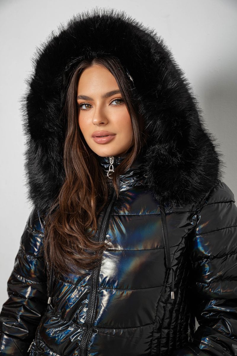 Куртка женская зимняя короткая, цвет черный, 244R23-711 — изображение 6