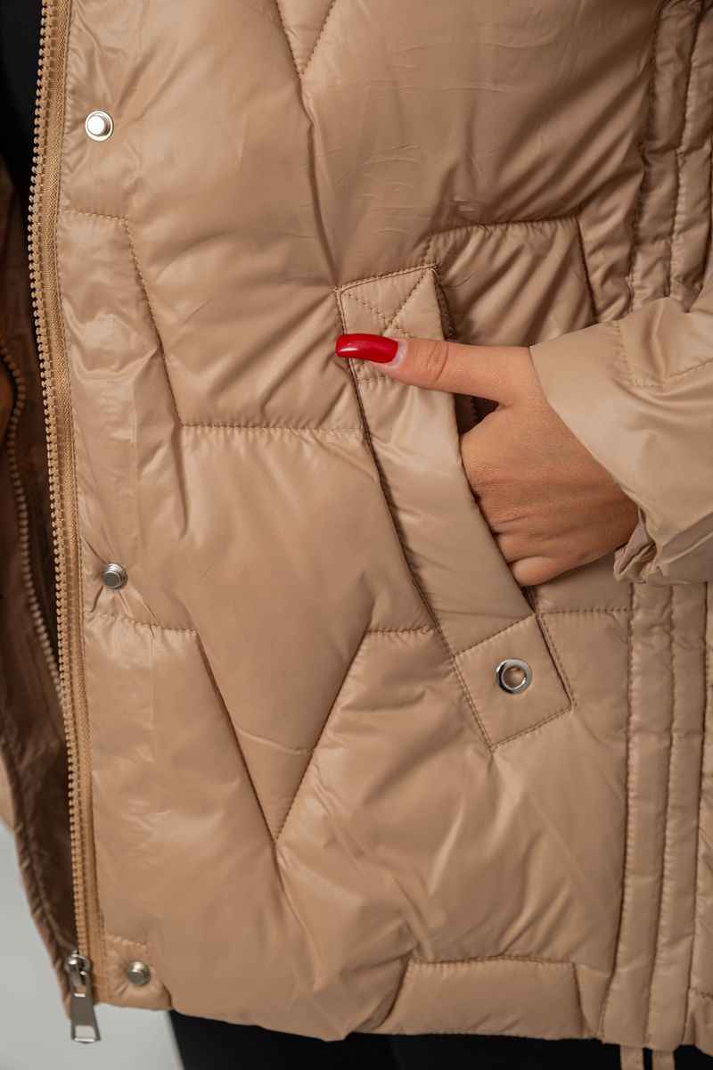 Куртка женская зимняя короткая, цвет бежевый, 244R865 — изображение 5