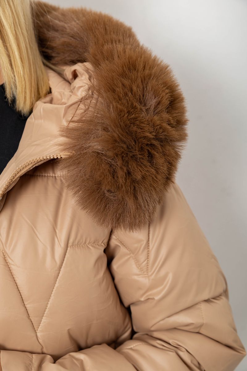 Куртка женская зимняя короткая, цвет бежевый, 244R865 — изображение 6